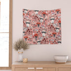 Fungi Farmer Land (Mushroom Land) - RED Wall Tapestry Gallery Image 2