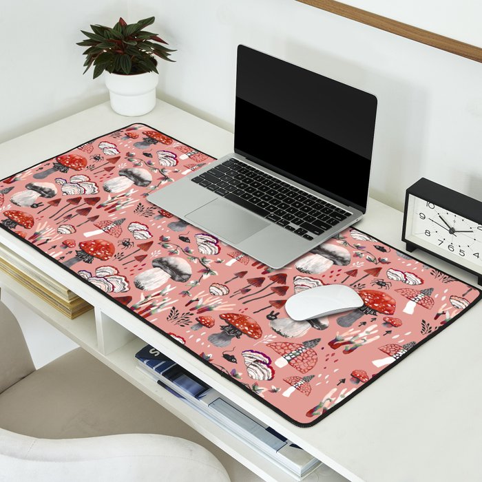 Fungi Farmer Land (Mushroom Land) - RED Desk Mat Gallery Image 2
