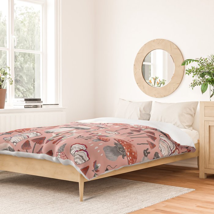 Fungi Farmer Land (Mushroom Land) - RED Duvet Cover Gallery Image 2