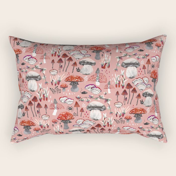 Fungi Farmer Land (Mushroom Land) - RED Rectangular Pillow Gallery Image 1
