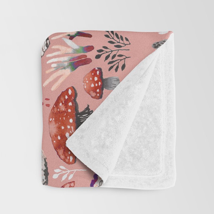 Fungi Farmer Land (Mushroom Land) - RED Throw Blanket Gallery Image 3