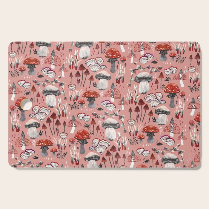 Fungi Farmer Land (Mushroom Land) - RED Cutting Board Gallery Image 1