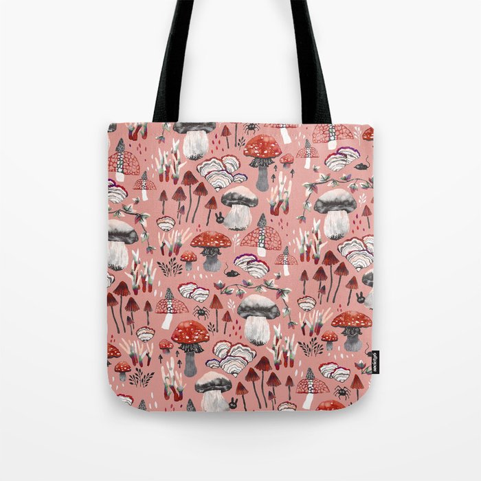 Fungi Farmer Land (Mushroom Land) - RED Tote Bag Gallery Image 1