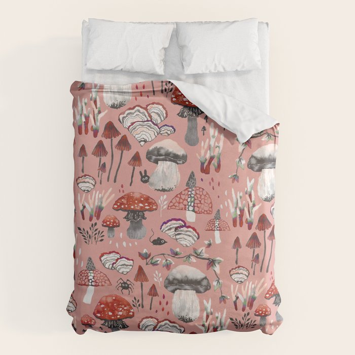 Fungi Farmer Land (Mushroom Land) - RED Duvet Cover Gallery Image 6
