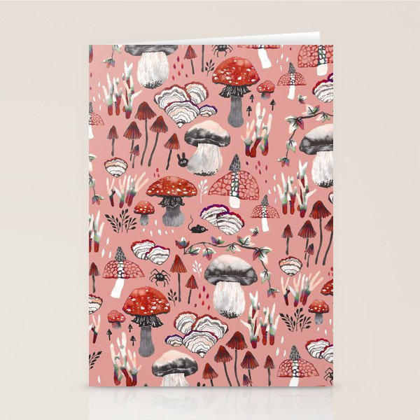 Fungi Farmer Land (Mushroom Land) - RED Stationery Card Gallery Image 2