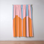 Striped Archway Bold Color Block Pattern in Pink, Orange, and Baby Blue Window Curtain Gallery Image 3