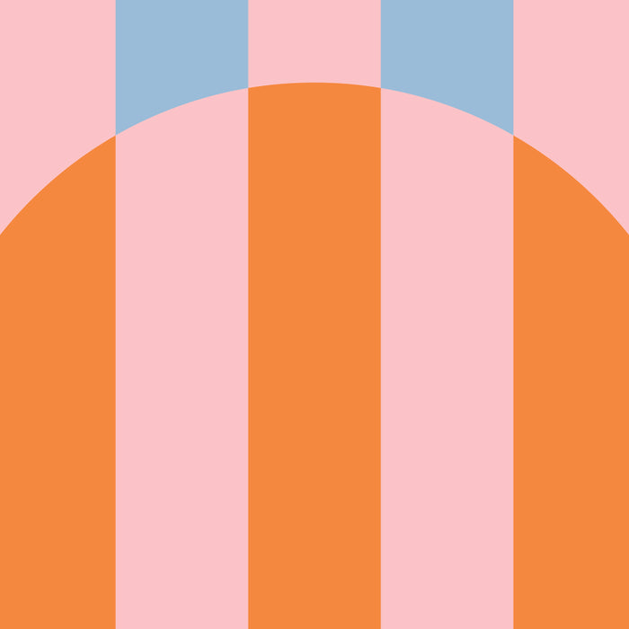 Striped Archway Bold Color Block Pattern in Pink, Orange, and Baby Blue Coffee Mug Gallery Image 2