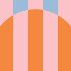 Striped Archway Bold Color Block Pattern in Pink, Orange, and Baby Blue Coffee Mug Gallery Image 2