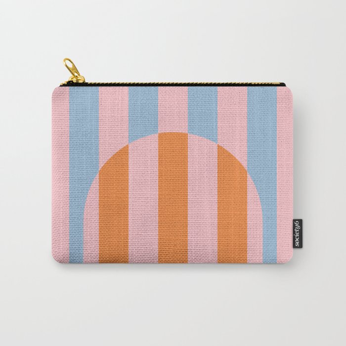 Striped Archway Bold Color Block Pattern in Pink, Orange, and Baby Blue Carry All Pouch Gallery Image 1