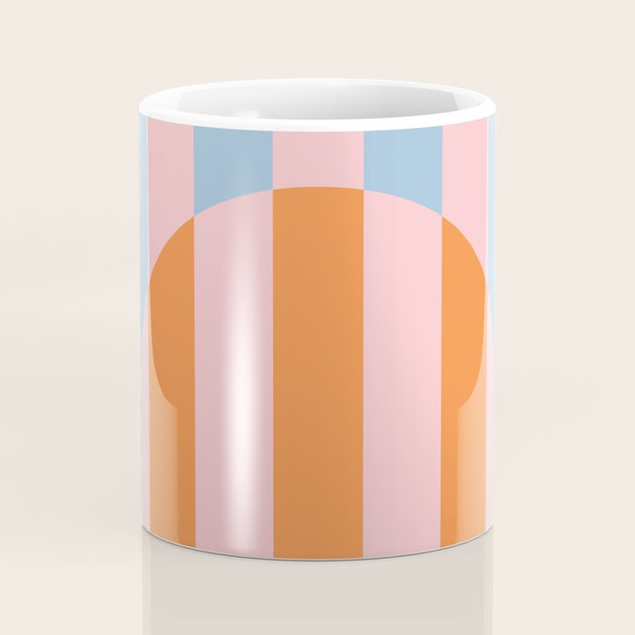 Striped Archway Bold Color Block Pattern in Pink, Orange, and Baby Blue Coffee Mug Gallery Image 4