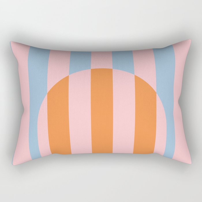 Striped Archway Bold Color Block Pattern in Pink, Orange, and Baby Blue Rectangular Pillow Gallery Image 2
