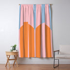 Striped Archway Bold Color Block Pattern in Pink, Orange, and Baby Blue Window Curtain Gallery Image 5