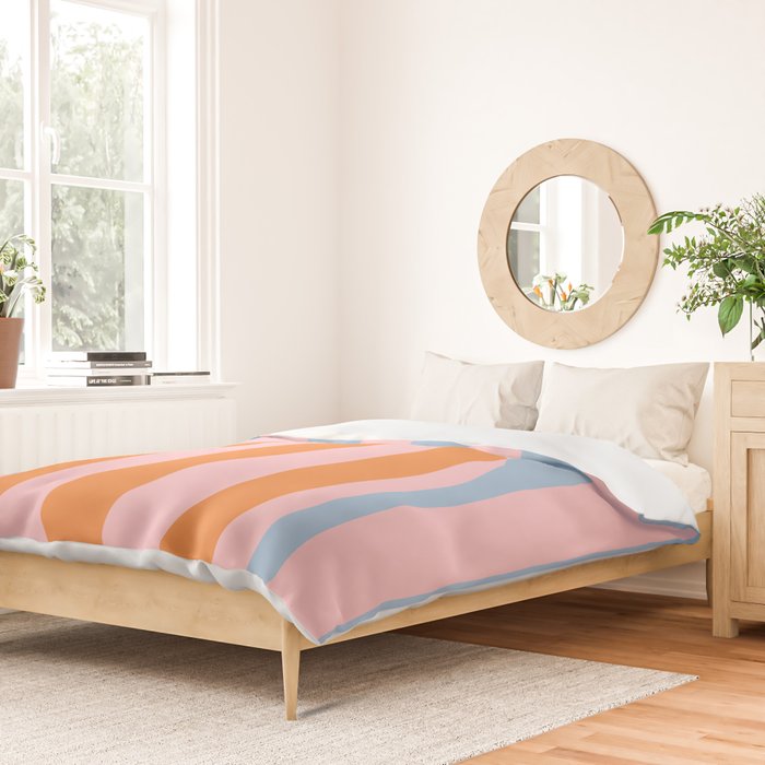 Striped Archway Bold Color Block Pattern in Pink, Orange, and Baby Blue Duvet Cover Gallery Image 2