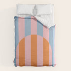 Striped Archway Bold Color Block Pattern in Pink, Orange, and Baby Blue Duvet Cover Gallery Image 6