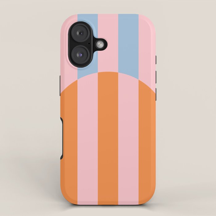Striped Archway Bold Color Block Pattern in Pink, Orange, and Baby Blue iPhone Case Gallery Image 1