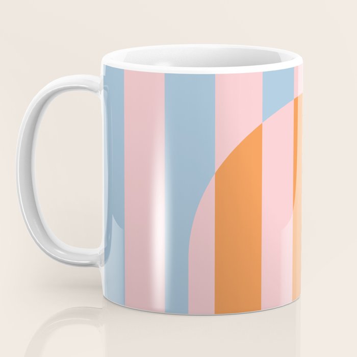 Striped Archway Bold Color Block Pattern in Pink, Orange, and Baby Blue Coffee Mug Gallery Image 3