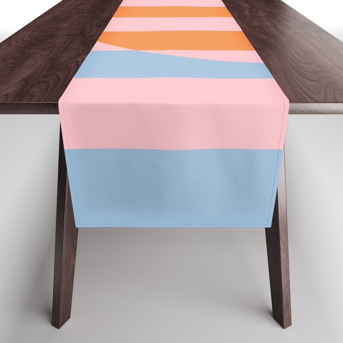 Striped Archway Bold Color Block Pattern in Pink, Orange, and Baby Blue Table Runner Gallery Image 1