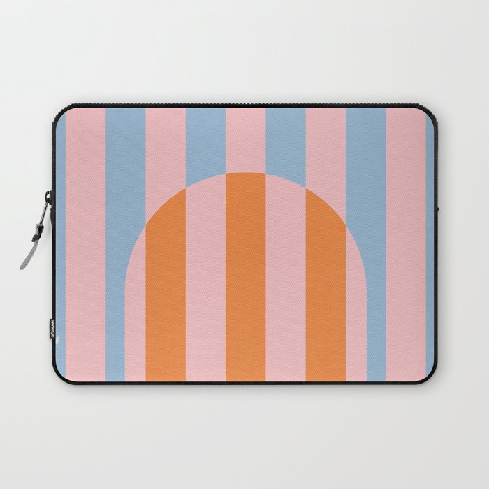 Striped Archway Bold Color Block Pattern in Pink, Orange, and Baby Blue Laptop Sleeve Gallery Image 1