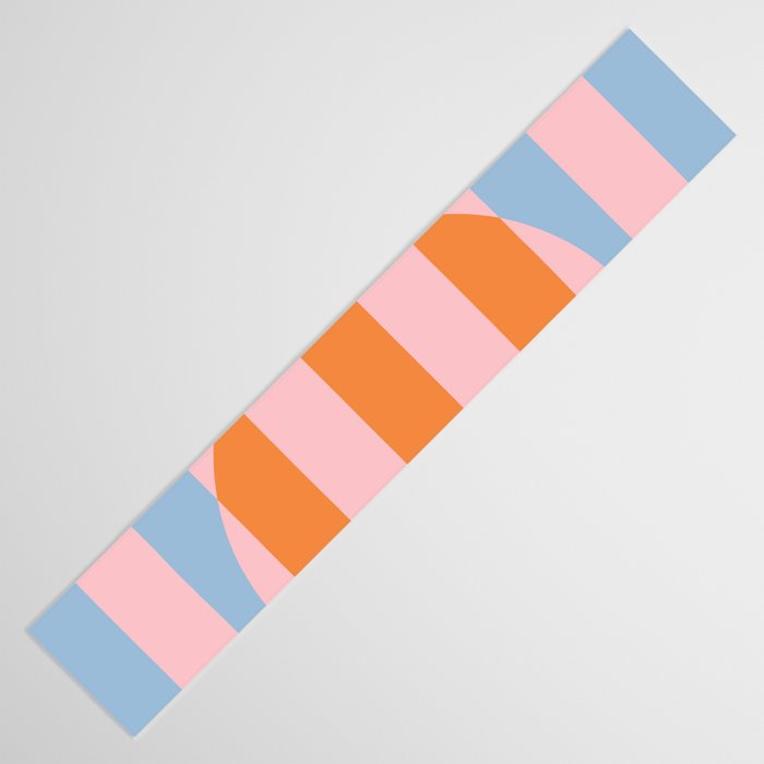 Striped Archway Bold Color Block Pattern in Pink, Orange, and Baby Blue Table Runner Gallery Image 3