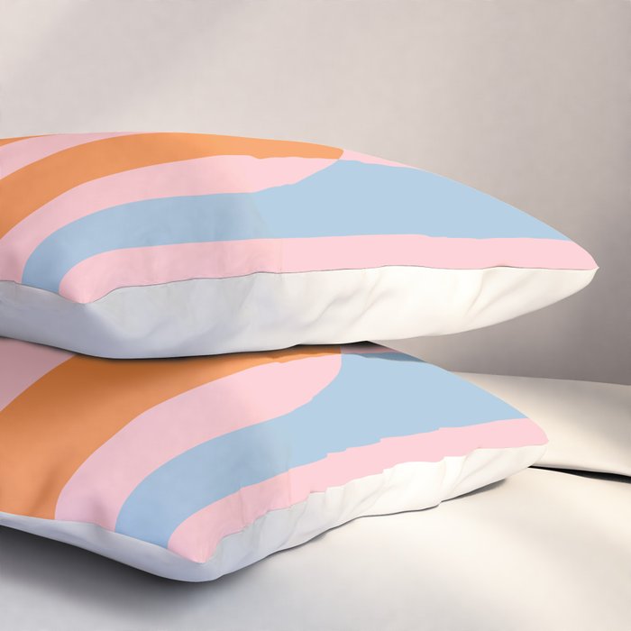 Striped Archway Bold Color Block Pattern in Pink, Orange, and Baby Blue Pillow Sham Gallery Image 3