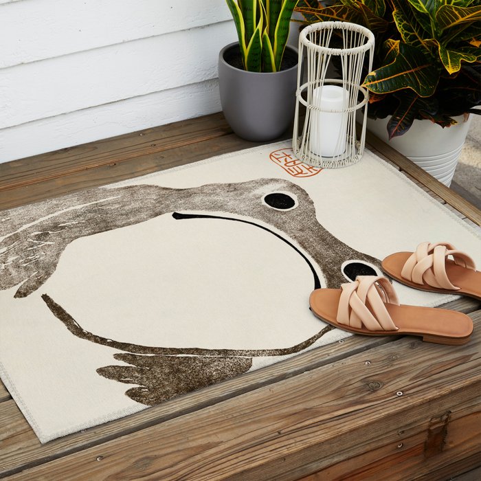 Unimpressed Frog Meika Gafu by Matsumoto Hoji 1814 - Frog Outdoor Rug Gallery Image 2
