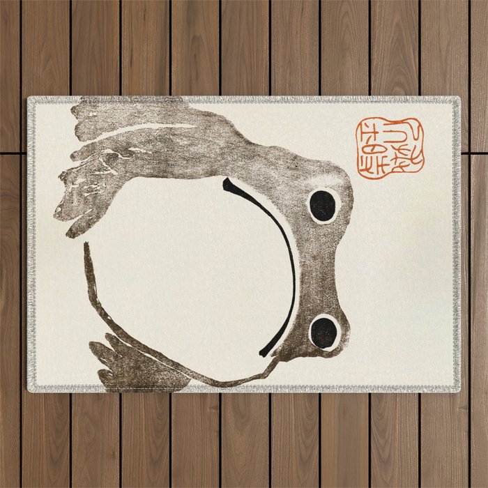 Unimpressed Frog Meika Gafu by Matsumoto Hoji 1814 - Frog Outdoor Rug Gallery Image 1
