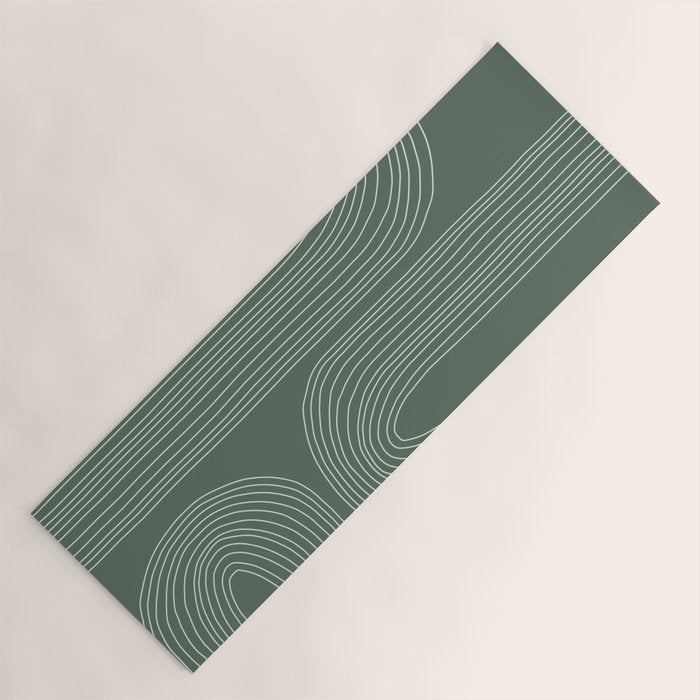 Hand drawn Geometric Lines in Forest Green 3 Yoga Mat Gallery Image 1