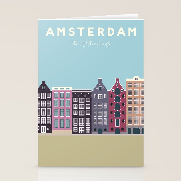 Amsterdam, the Netherlands Travel Poster Stationery Card Gallery Image 1