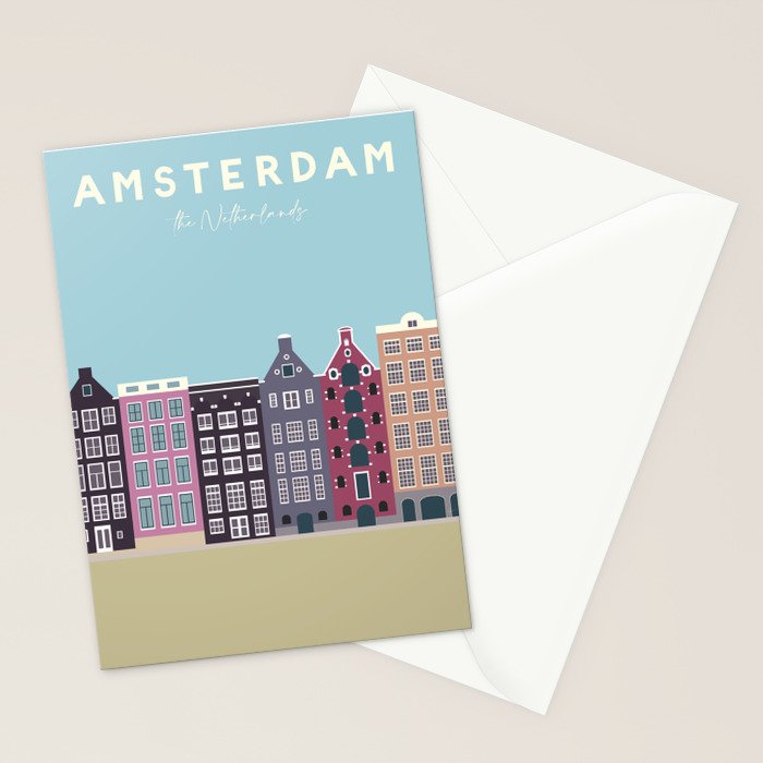 Amsterdam, the Netherlands Travel Poster Stationery Card Gallery Image 2