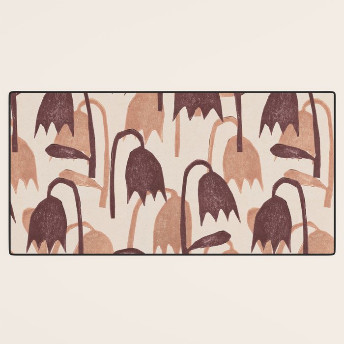 Linocut Tulip Pattern #2 Desk Mat Gallery Image 3