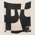 Modern Black And White Abstract Art 1 Wall Tapestry Gallery Image 4