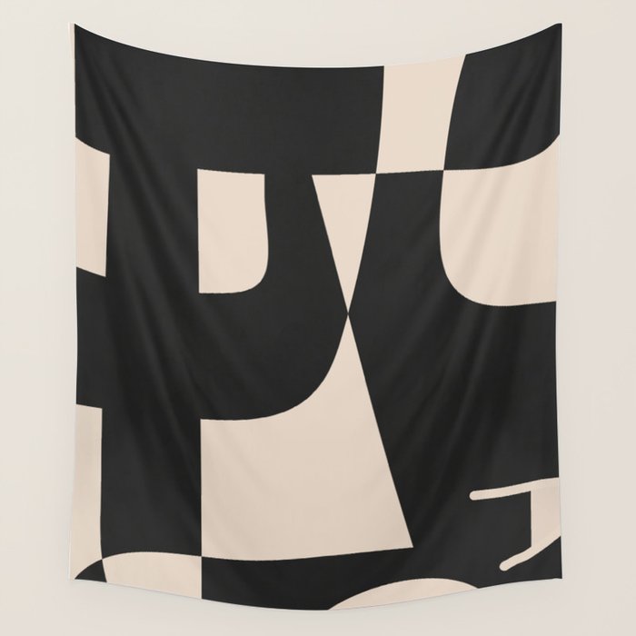 Modern Black And White Abstract Art 1 Wall Tapestry Gallery Image 1