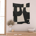 Modern Black And White Abstract Art 1 Wall Tapestry Gallery Image 2