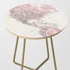 Dusty pink and cream watercolor detailed world map Madelia Side Table Gallery Image 2