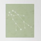 Gemini Zodiac Star Constellation Line Art Soft Green Throw Blanket Gallery Image 2