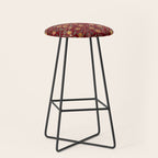 William Morris Vintage Pomegranate Fruit Red Madder Bayleaf Pattern Stool Gallery Image 1
