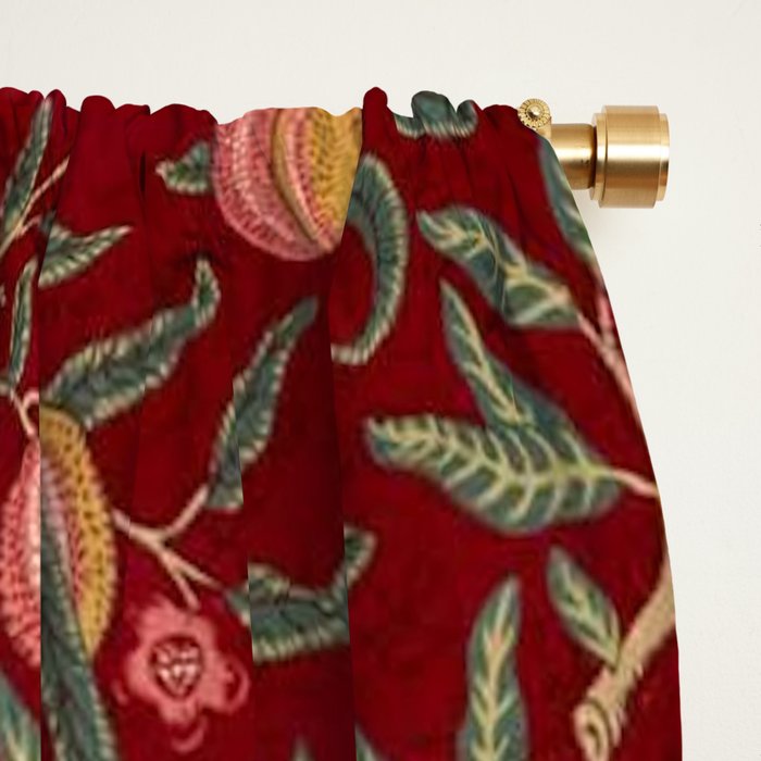 William Morris Vintage Pomegranate Fruit Red Madder Bayleaf Pattern Window Curtain Gallery Image 2