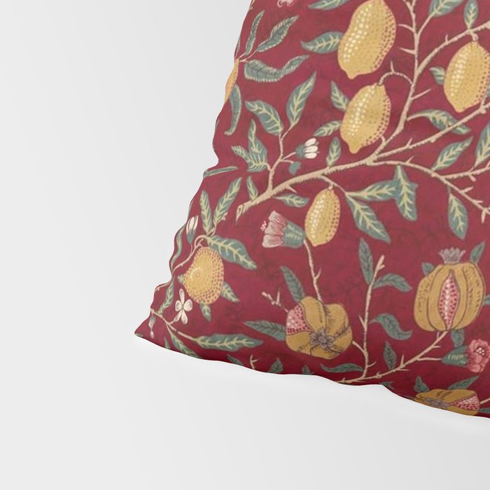 William Morris Vintage Pomegranate Fruit Red Madder Bayleaf Pattern Pillow Sham Gallery Image 4