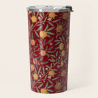 William Morris Vintage Pomegranate Fruit Red Madder Bayleaf Pattern Travel Mug Gallery Image 2