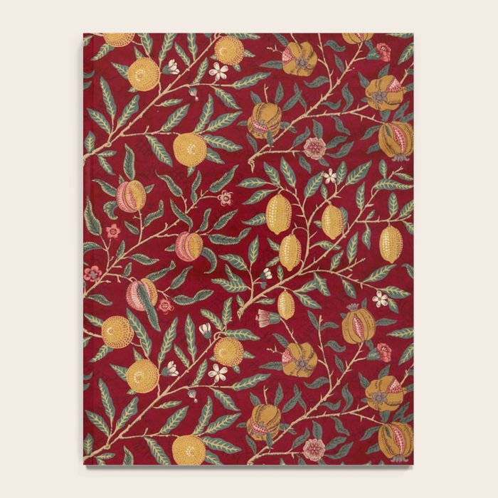William Morris Vintage Pomegranate Fruit Red Madder Bayleaf Pattern Notebook Gallery Image 4