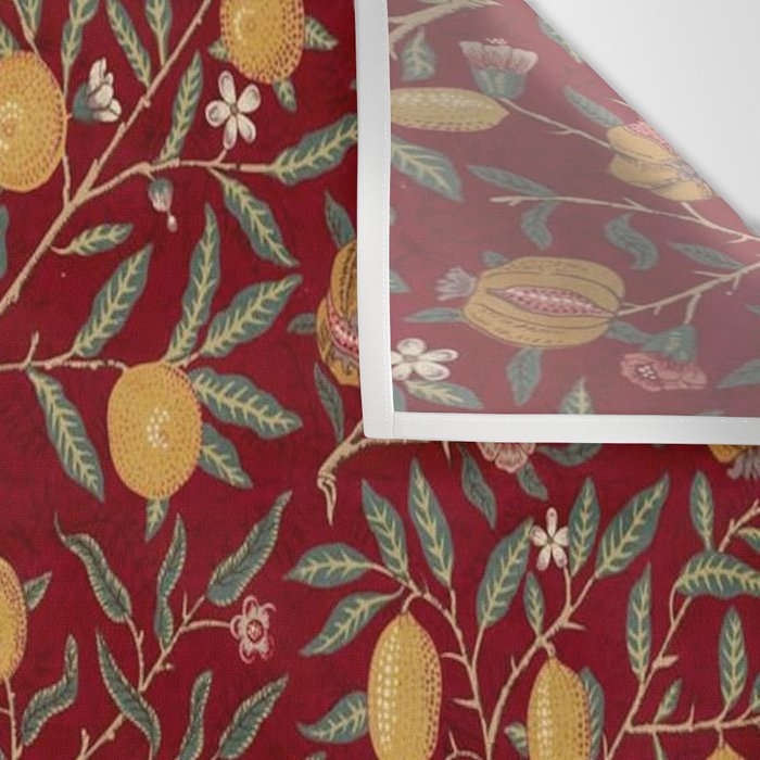 William Morris Vintage Pomegranate Fruit Red Madder Bayleaf Pattern Wall Tapestry Gallery Image 3