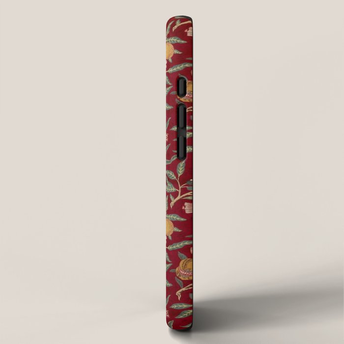 William Morris Vintage Pomegranate Fruit Red Madder Bayleaf Pattern iPhone Case Gallery Image 2