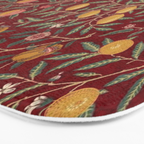 William Morris Vintage Pomegranate Fruit Red Madder Bayleaf Pattern Bath Mat Gallery Image 3