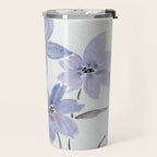Watercolor Purple Flowers with Black Stems - Floral Custom Art Design Travel Mug Gallery Image 2