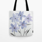 Watercolor Purple Flowers with Black Stems - Floral Custom Art Design Tote Bag Gallery Image 1