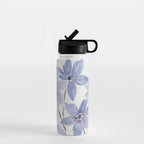 Watercolor Purple Flowers with Black Stems - Floral Custom Art Design Water Bottle Gallery Image 1