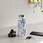 Watercolor Purple Flowers with Black Stems - Floral Custom Art Design Water Bottle Gallery Image 4
