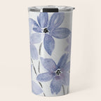 Watercolor Purple Flowers with Black Stems - Floral Custom Art Design Travel Mug Gallery Image 1