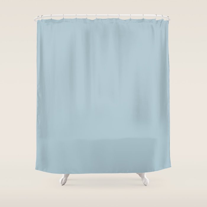 Soft Chalky Pastel Blue Solid Color Shower Curtain Gallery Image 1
