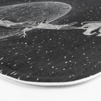 Santa flying over a winter wonderland of snow covered trees in his reindeer drawn sleigh by the light of a full moon Bath Mat Gallery Image 3